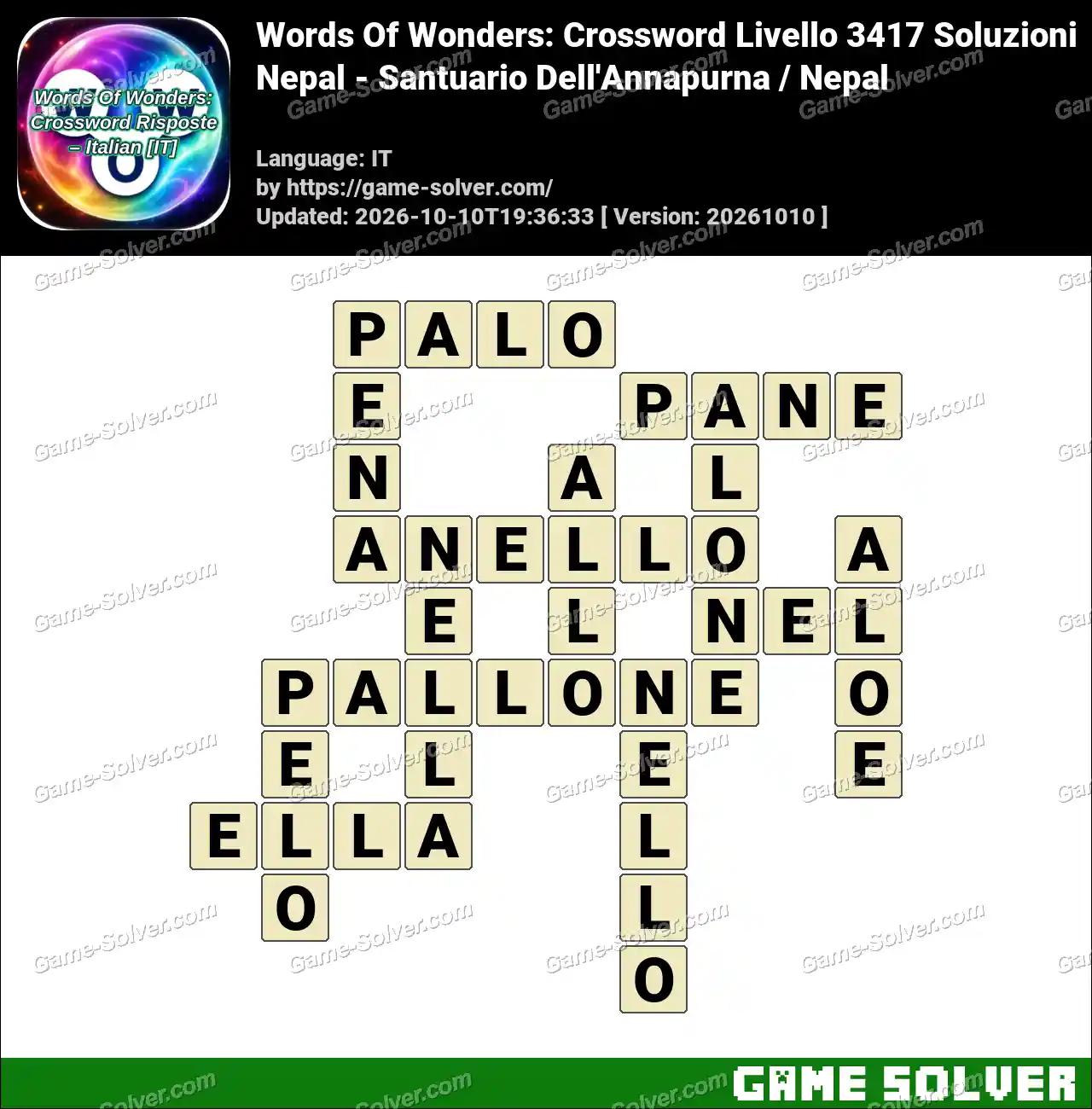 Words Of Wonders: Crossword Livello 3417 Soluzioni – Nepal – Santuario Dell’Annapurna / Nepal